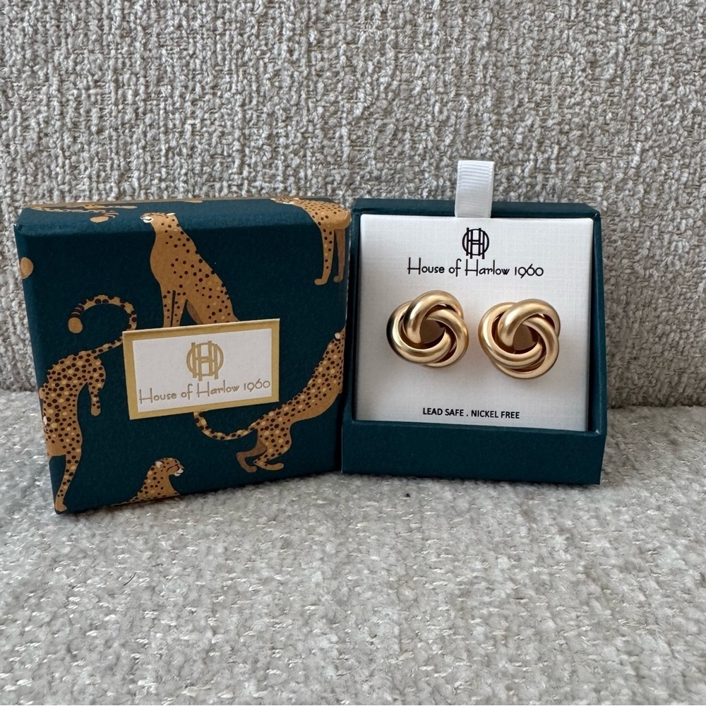 NEW House of Harlow 1960 Gold Knot Earrings